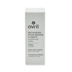 Avril Kit enfant manche jaune + 3 têtes de brosse à dents - Poils extra souples