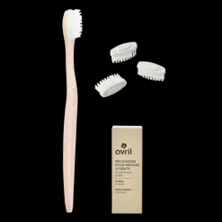 Hot Avril Kit manche rose + 3 têtes de brosse à dents - Poils souples