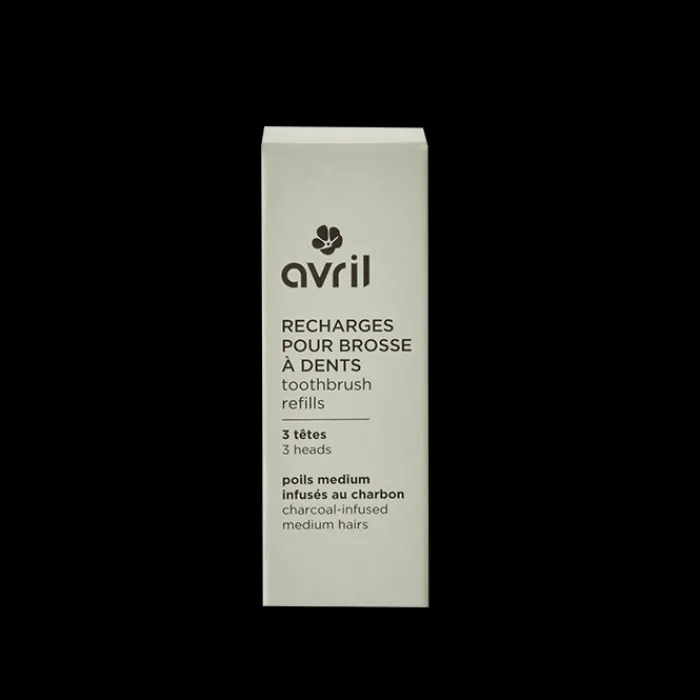 Discount Avril Kit manche vert + 3 têtes de brosse à dents - Poils medium